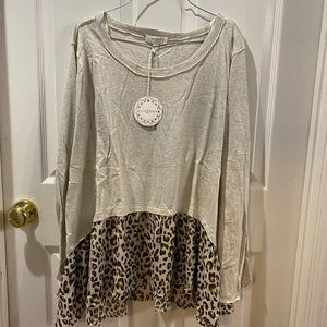 NWT Umgee Women's Plus Size Oatmeal And Leopard